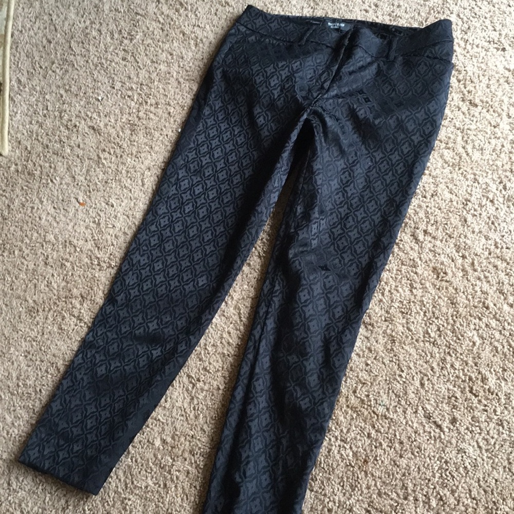 Jacquard Satin Black Pants Slim Ankle Wh/Bm New!